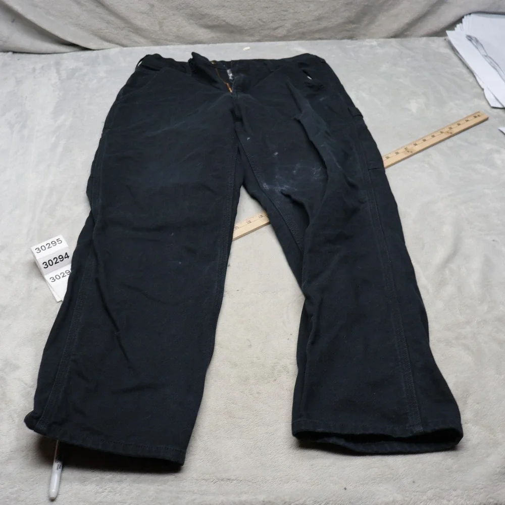 Carhartt Pants Men 34x30 Black Dungaree Loose Straight Washed‎ Duck Lined B111